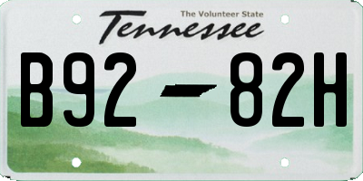 TN license plate B9282H