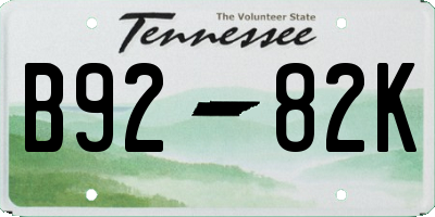 TN license plate B9282K