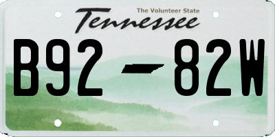 TN license plate B9282W