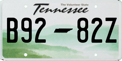 TN license plate B9282Z