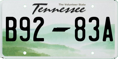 TN license plate B9283A