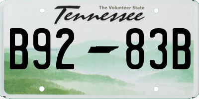TN license plate B9283B