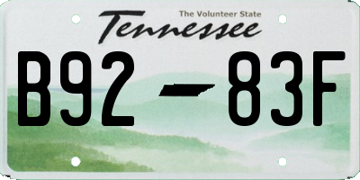 TN license plate B9283F