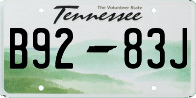 TN license plate B9283J