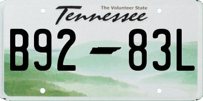 TN license plate B9283L