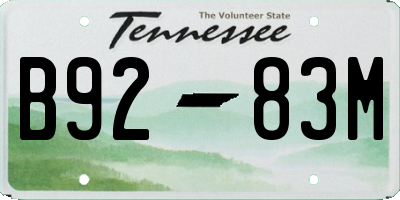 TN license plate B9283M
