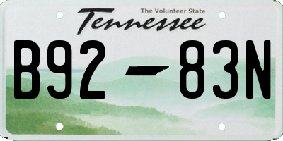 TN license plate B9283N