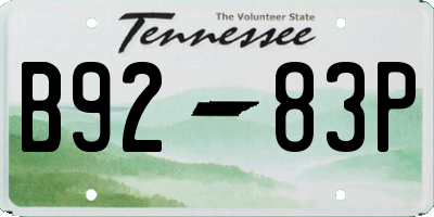 TN license plate B9283P