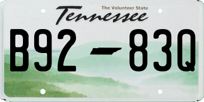 TN license plate B9283Q