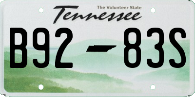 TN license plate B9283S