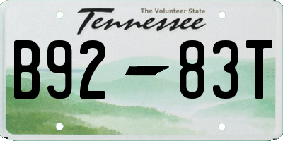 TN license plate B9283T