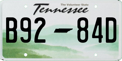 TN license plate B9284D