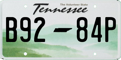 TN license plate B9284P