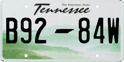 TN license plate B9284W