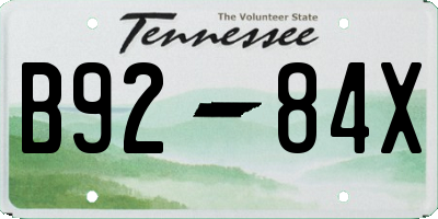 TN license plate B9284X