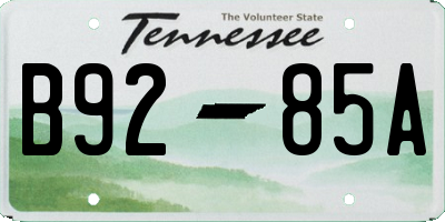 TN license plate B9285A