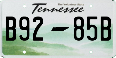 TN license plate B9285B