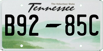 TN license plate B9285C