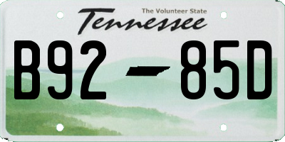 TN license plate B9285D