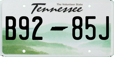 TN license plate B9285J