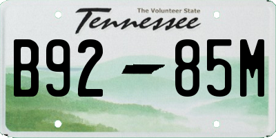 TN license plate B9285M