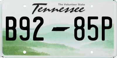 TN license plate B9285P