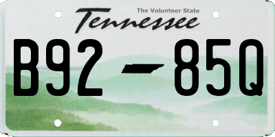 TN license plate B9285Q