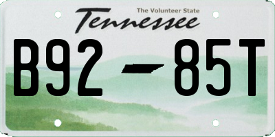 TN license plate B9285T