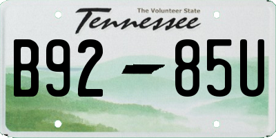 TN license plate B9285U
