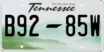 TN license plate B9285W