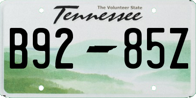 TN license plate B9285Z