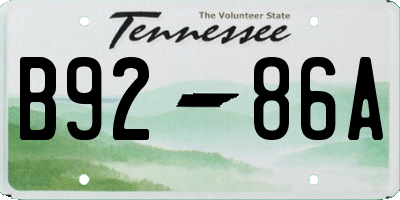 TN license plate B9286A