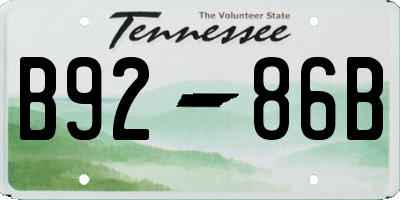 TN license plate B9286B