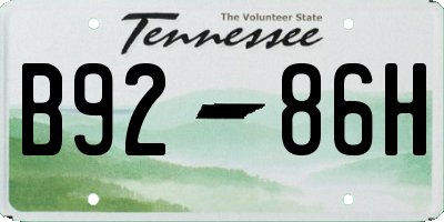 TN license plate B9286H