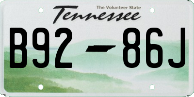 TN license plate B9286J