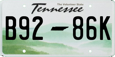 TN license plate B9286K