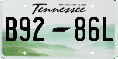 TN license plate B9286L