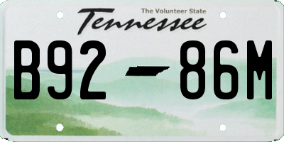 TN license plate B9286M