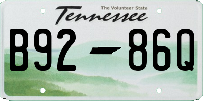 TN license plate B9286Q