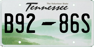 TN license plate B9286S