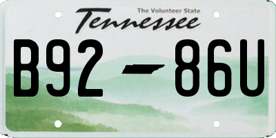 TN license plate B9286U