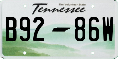 TN license plate B9286W
