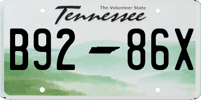 TN license plate B9286X