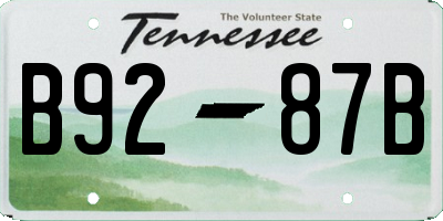 TN license plate B9287B