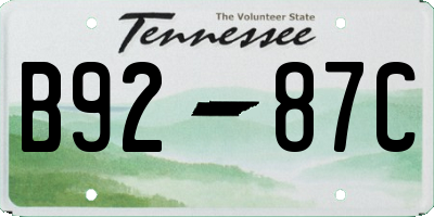 TN license plate B9287C