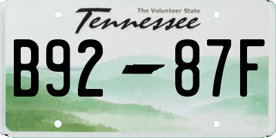 TN license plate B9287F