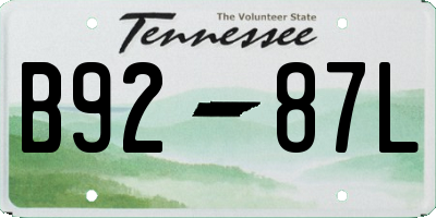 TN license plate B9287L