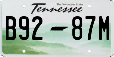 TN license plate B9287M