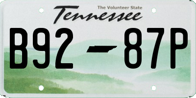 TN license plate B9287P