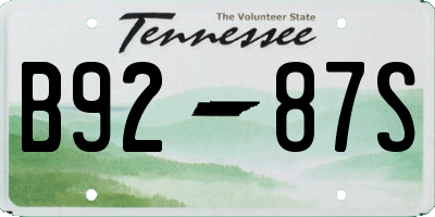 TN license plate B9287S